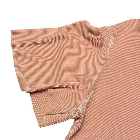 ASTR The Label Short Sleeve Plisse Top Women's M Blush Pink V Neck Surplice Wrap - Picture 2 of 6